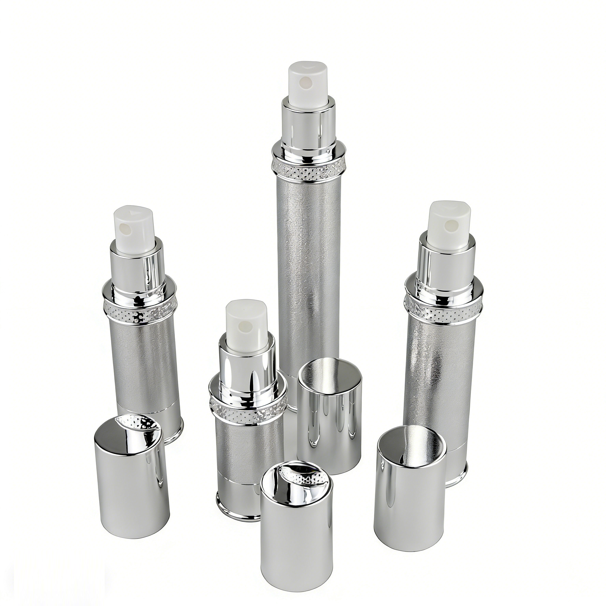 10ml 15ml 20ml 30ml airless bottle silver