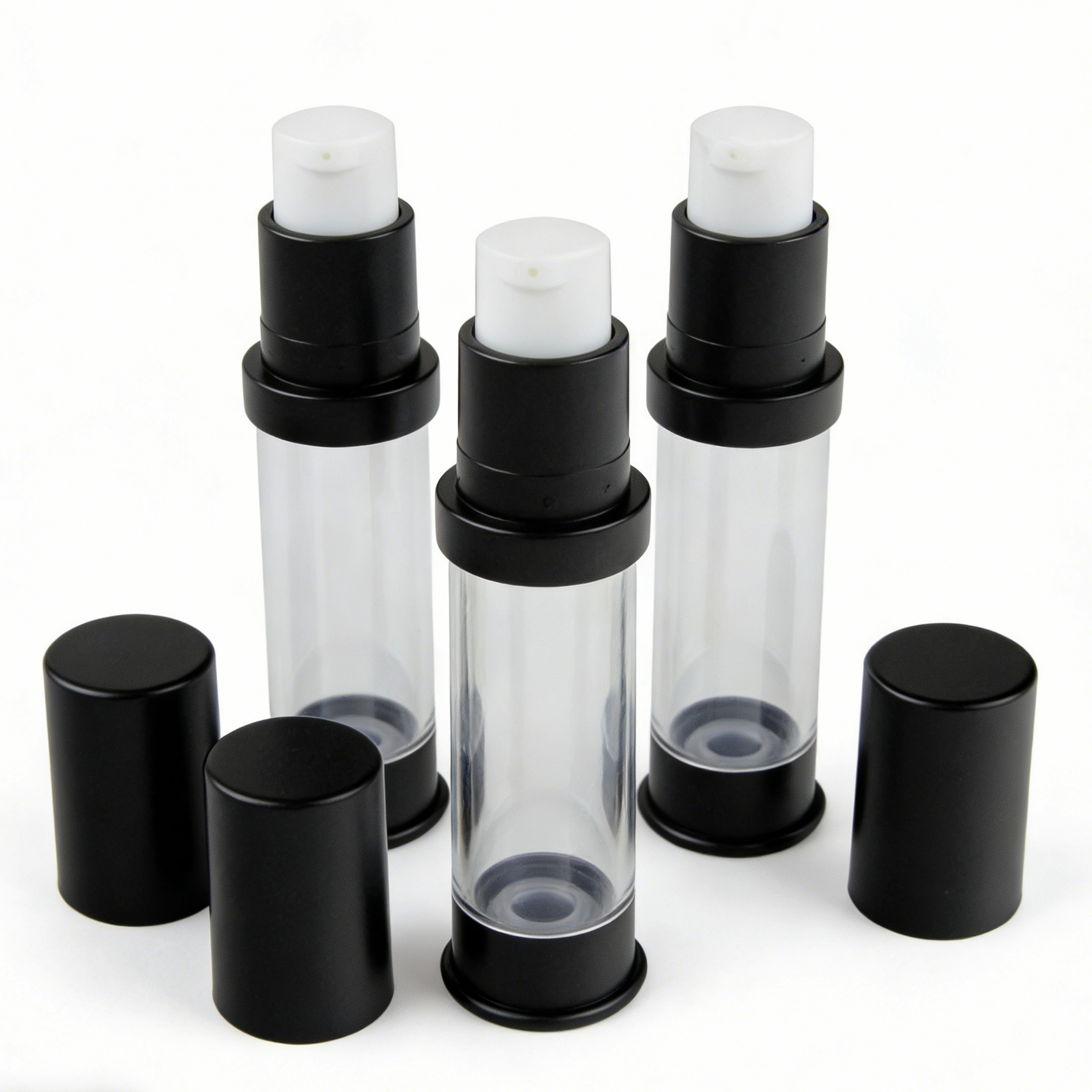 5ml 10ml 15ml airless black bottle