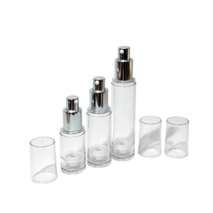 15ml-50ml High-Clarity AS Airless Bottle with Aluminum Trim