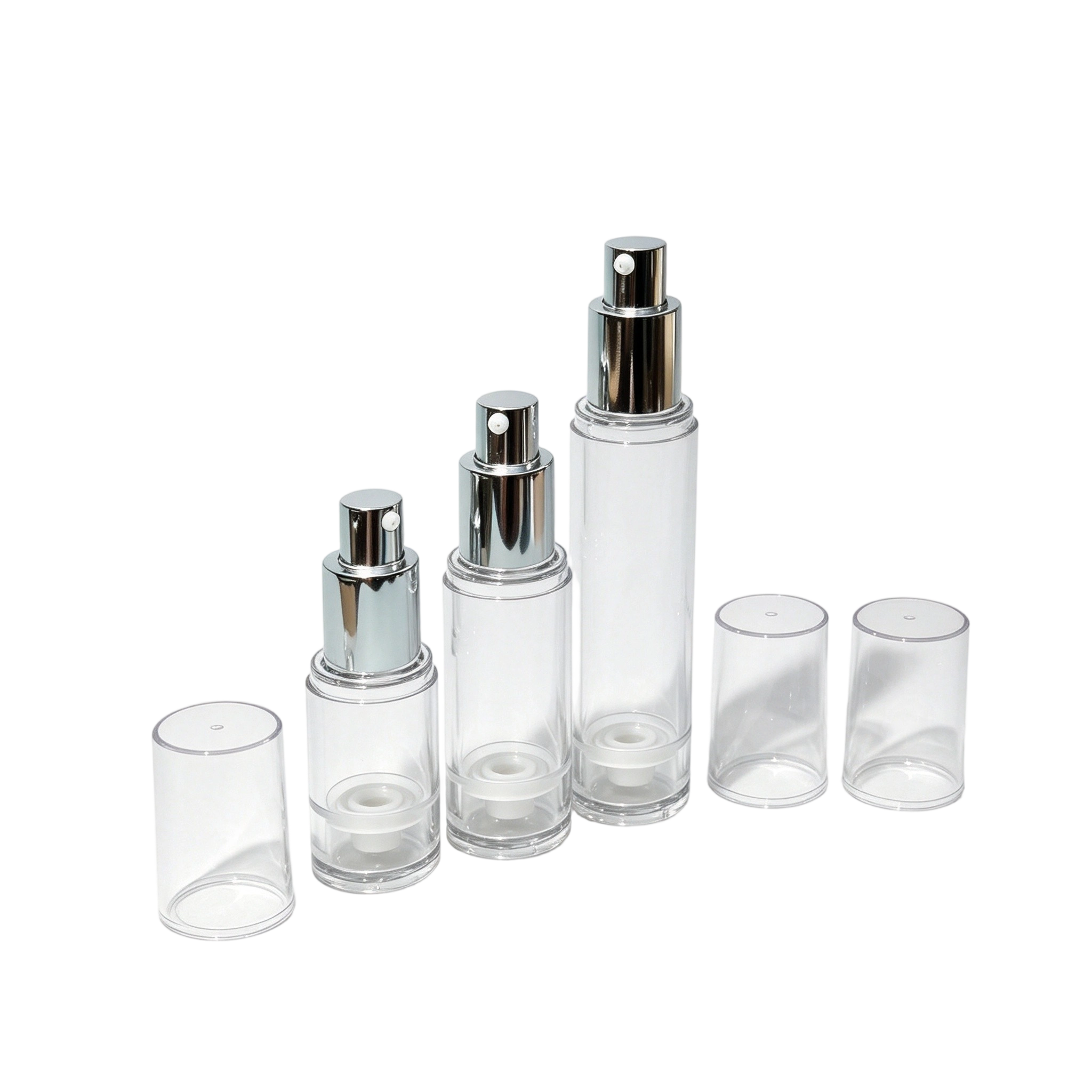 15ml-50ml High-Clarity AS Airless Bottle with Aluminum Trim