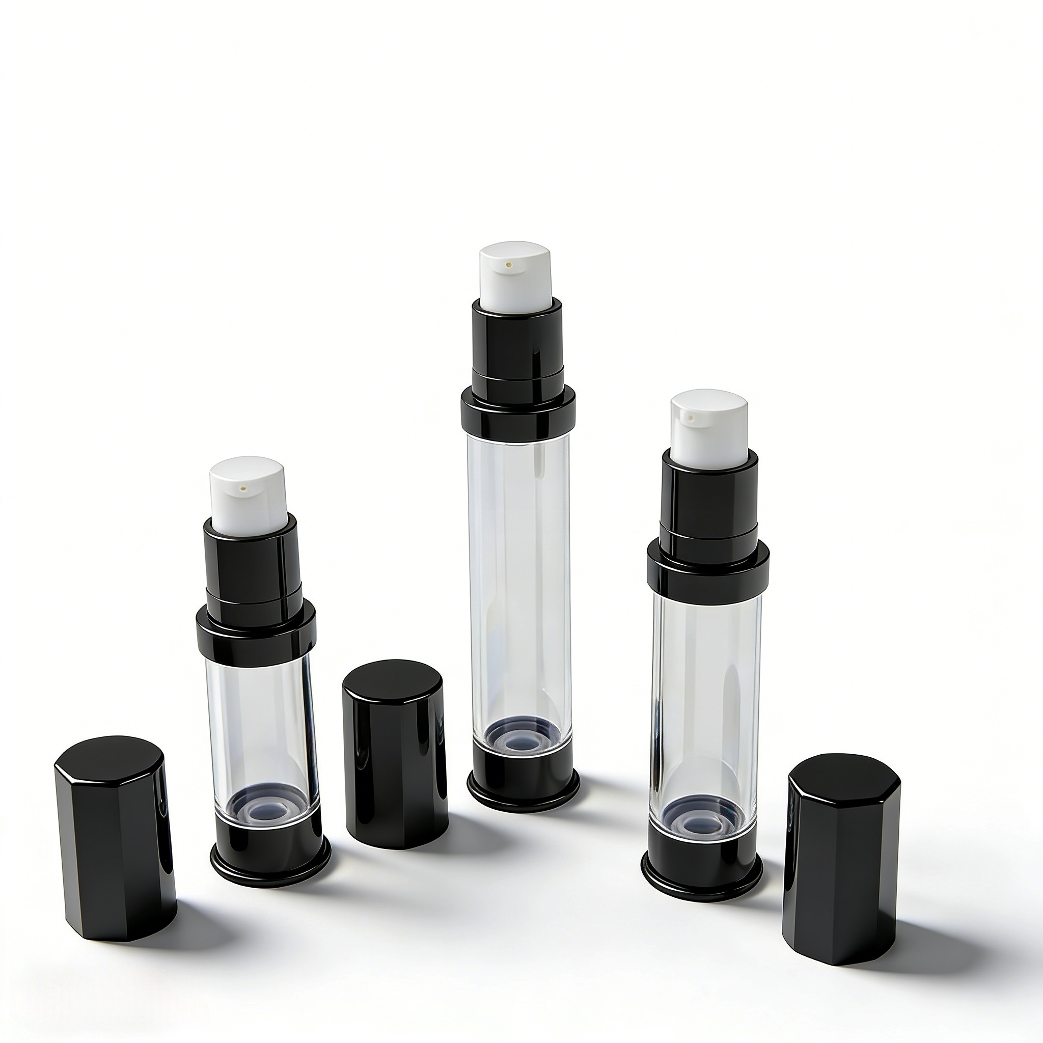 5ml 10ml 15ml airless black bottle