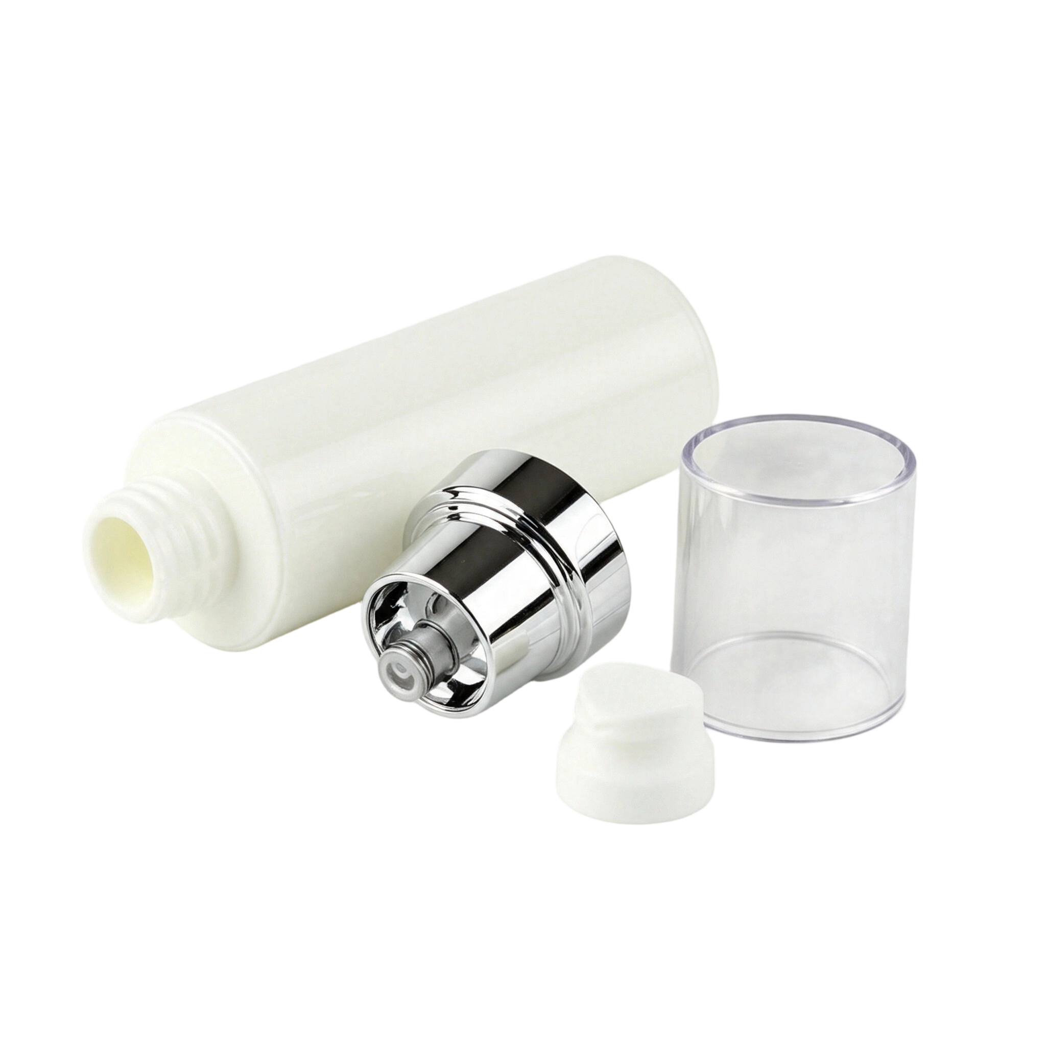 Classic Clear PP Airless Bottles with White Pump | Wholesale Cosmetic Dispenser - Image 3