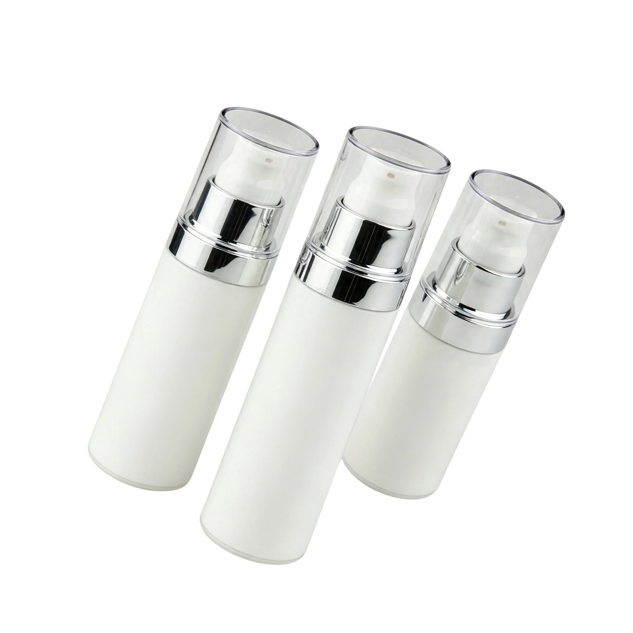 Classic Clear PP Airless Bottles with White Pump | Wholesale Cosmetic Dispenser - Image 2