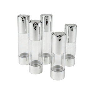 High-Clarity AS Airless Pump Bottles with Silver Trim | Premium Serum Packaging