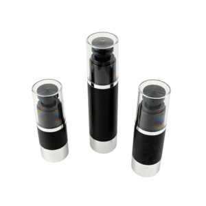 Minimalist Clear AS Airless Bottles with Black Accents | Modern Serum Packaging