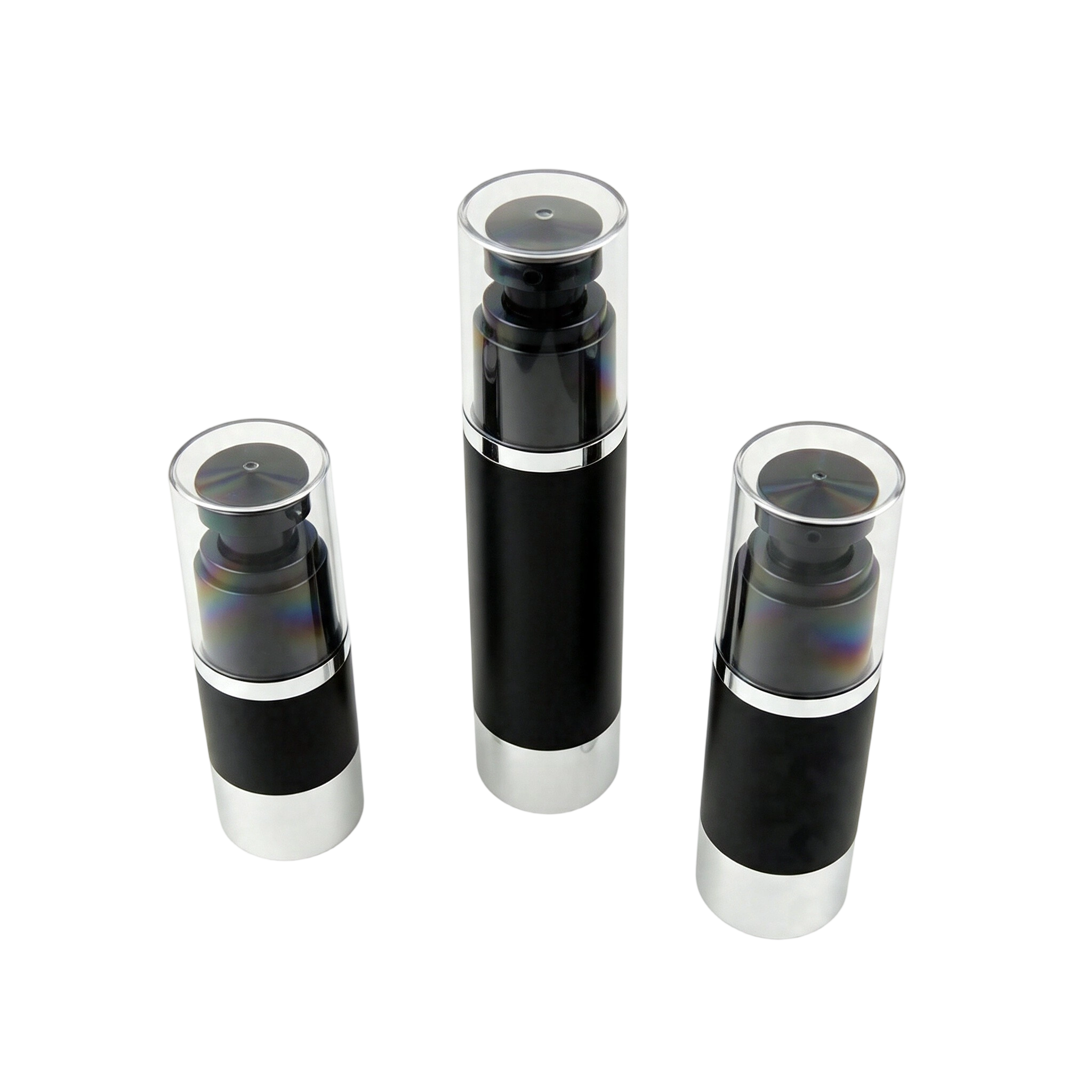 Minimalist Clear AS Airless Bottles with Black Accents | Modern Serum Packaging