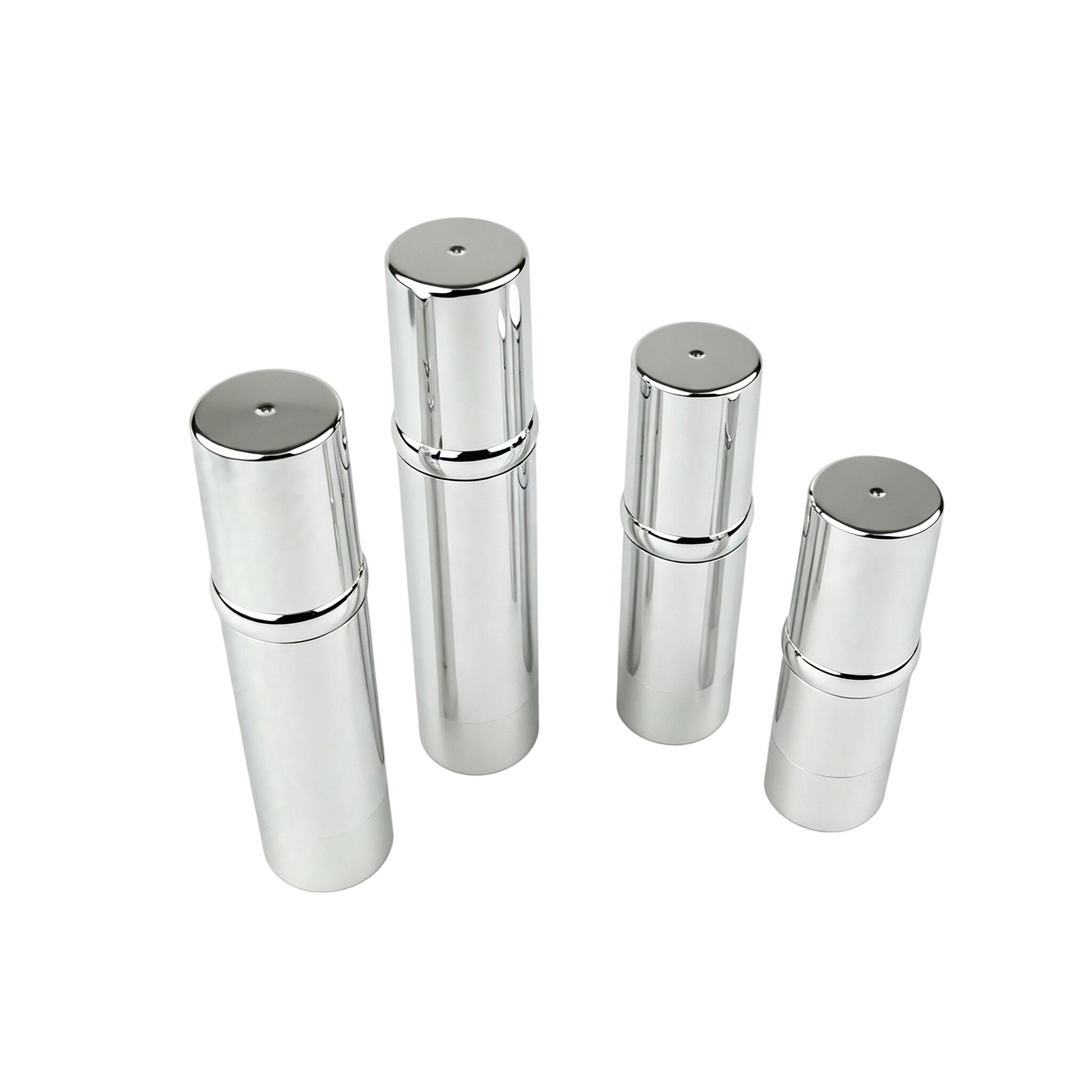 Premium Silver Metallic AS Airless Bottles | Wholesale Travel Skincare Packaging