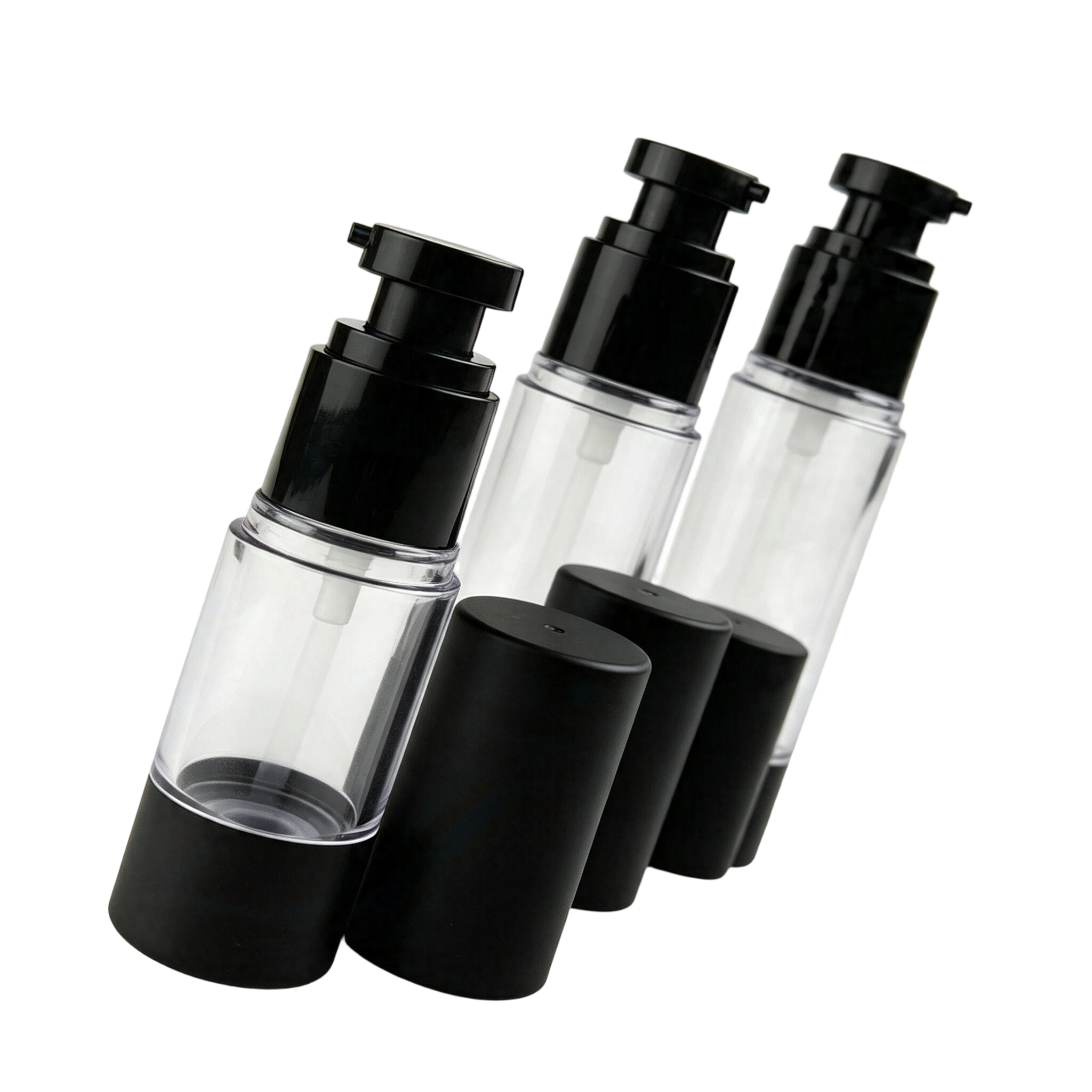 Sleek Black AS Airless Bottles | Premium Men's Grooming & Skincare Packaging
