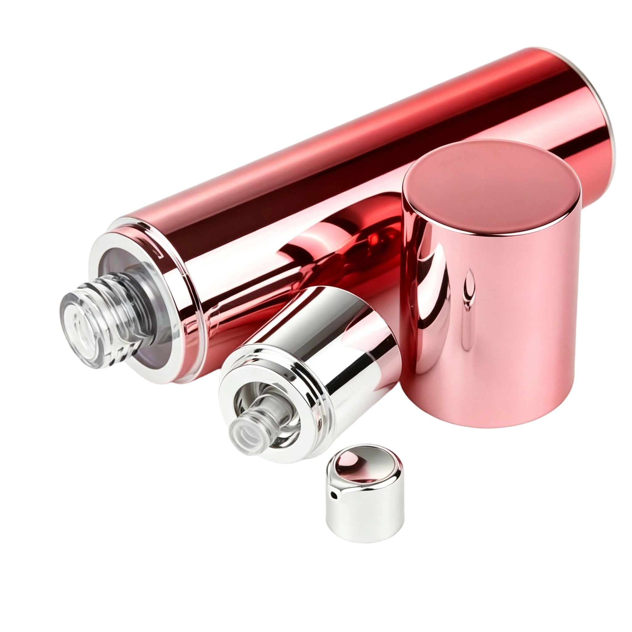 Rose Gold Metallic Airless Foundation Bottle | Glamour Liquid Cosmetics Packaging - Image 3
