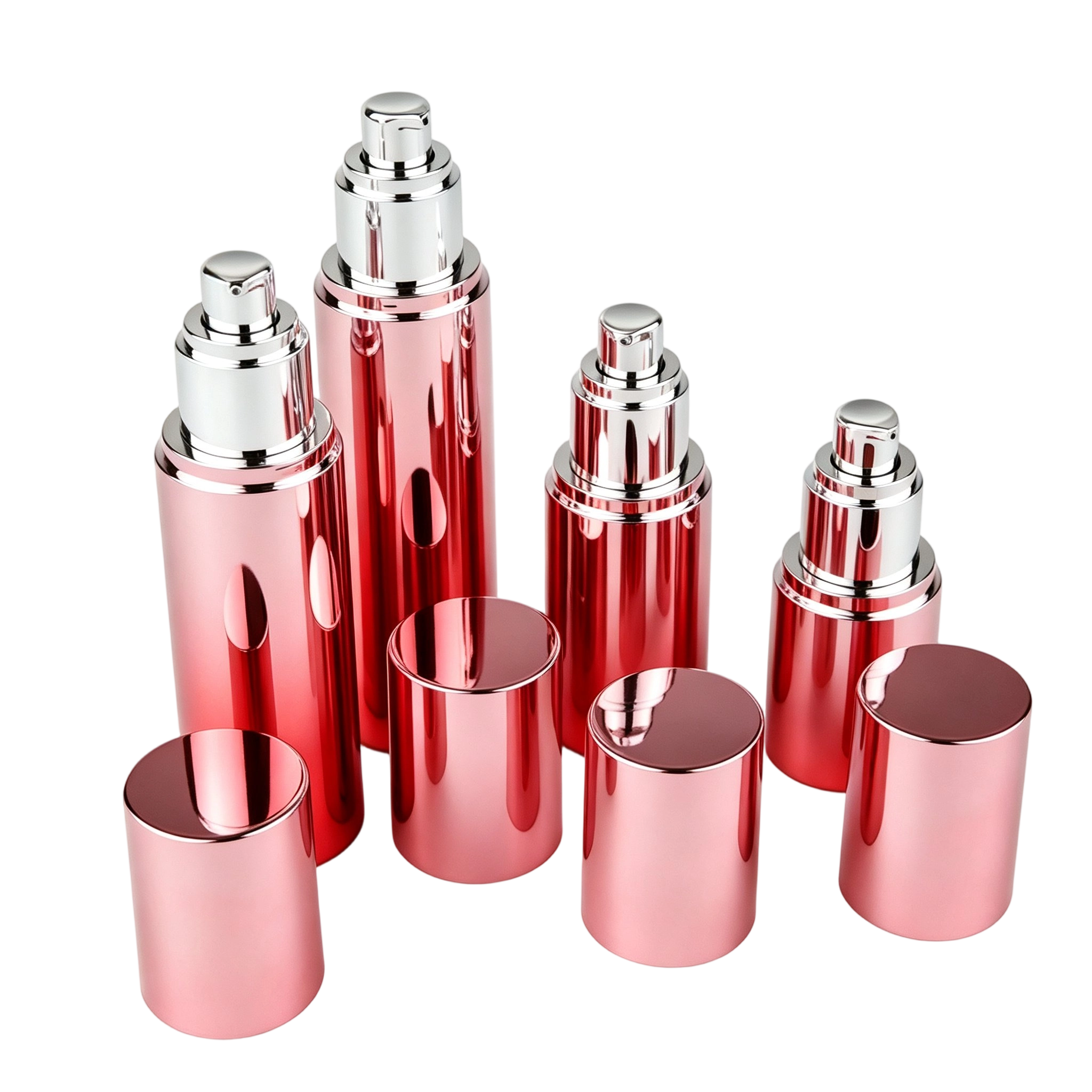 Rose Gold Metallic Airless Foundation Bottle | Glamour Liquid Cosmetics Packaging - Image 2