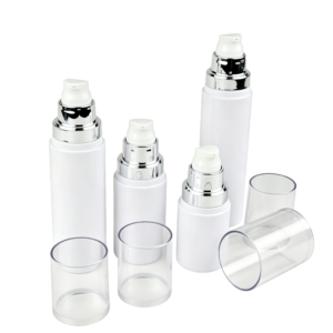 Modern Silver Accent Cosmetic Airless Bottle | High-End Serum Dispenser