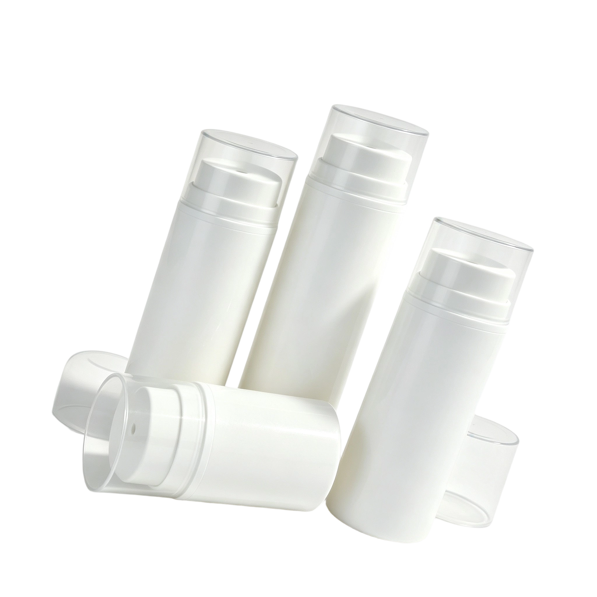 Travel-Safe Airless Bottle with Secure Overcap | Leak-Proof PP Packaging