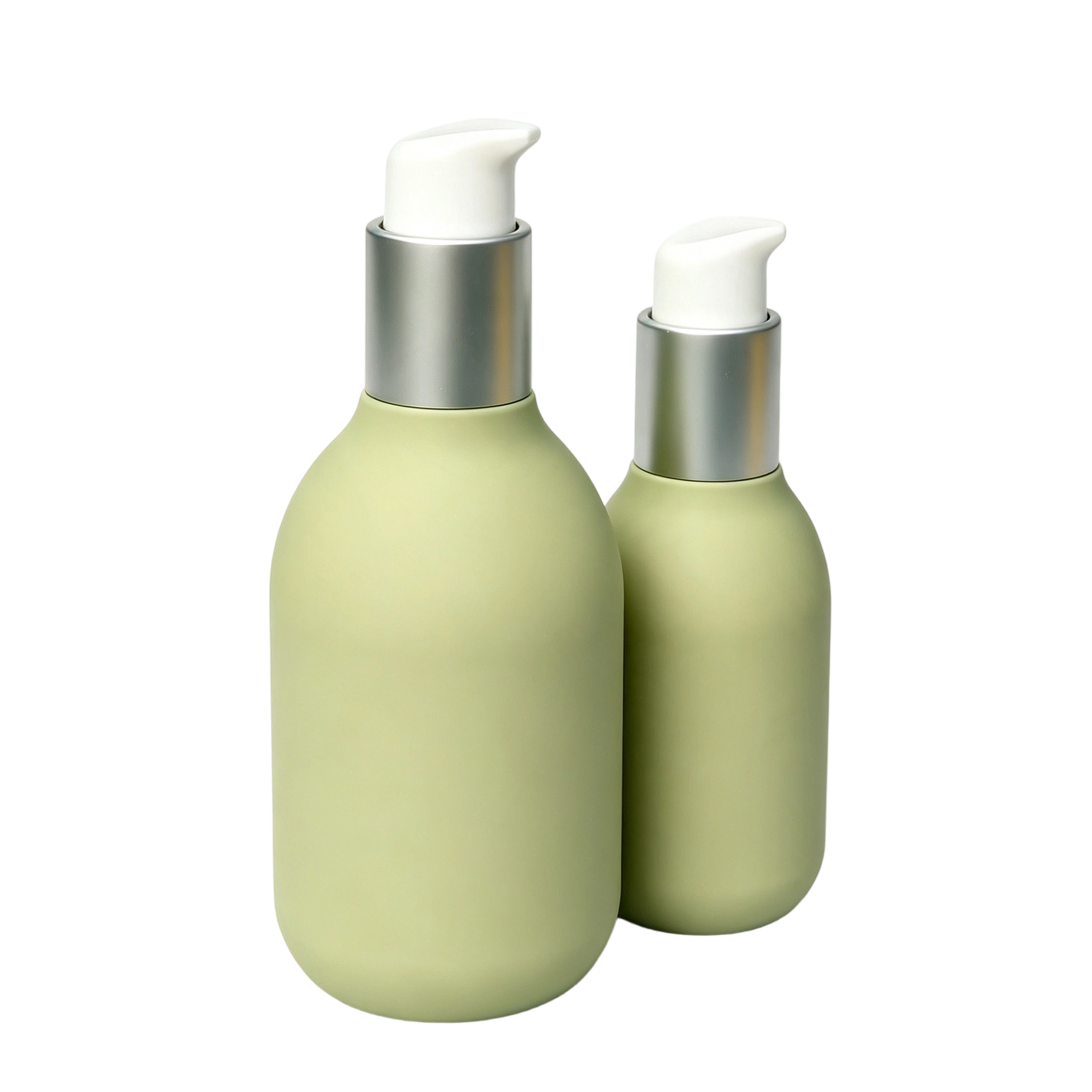 100ml 200ml Soft-Touch PE Cream Bottle | Metallic Collar Pump Dispenser