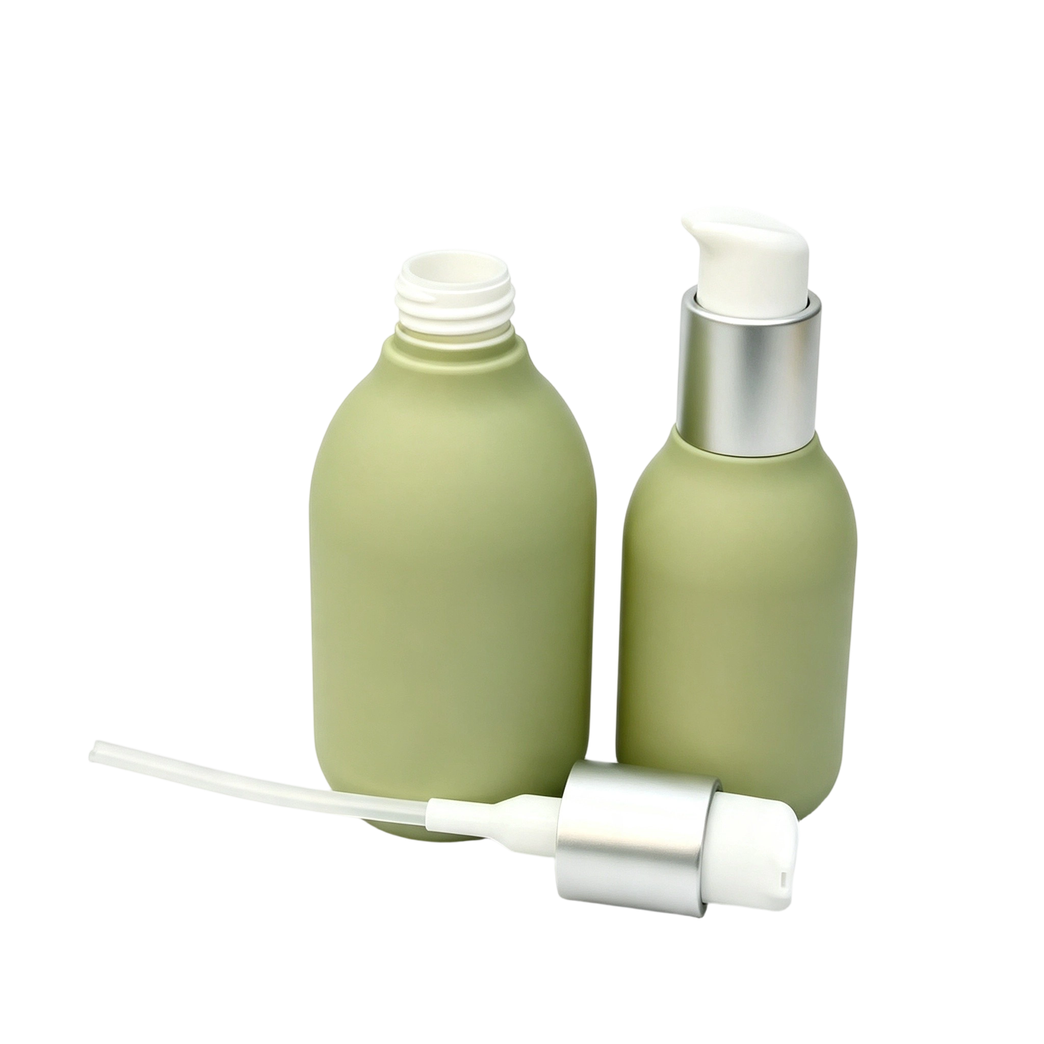 100ml 200ml Soft-Touch PE Cream Bottle | Metallic Collar Pump Dispenser - Image 2