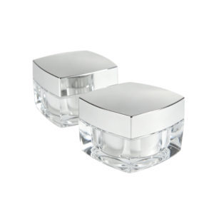 Elegant Square Acrylic Cream Jars with Silver Cap (15g/30g/50g)
