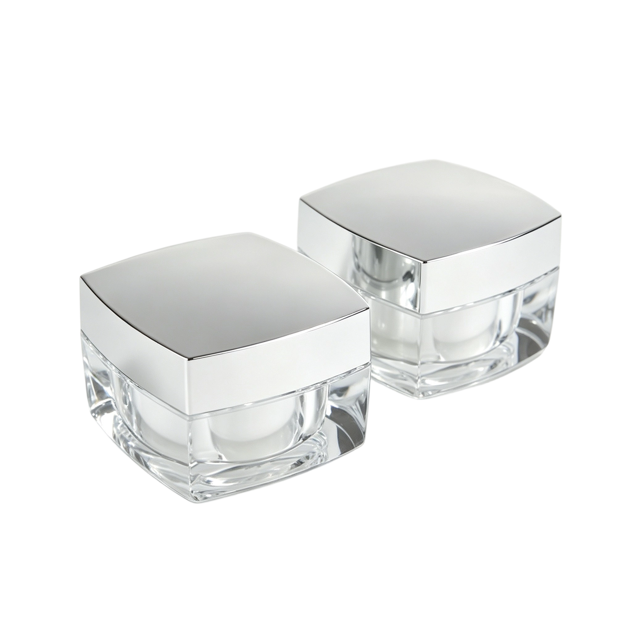 Elegant Square Acrylic Cream Jars with Silver Cap (15g/30g/50g) - Image 2