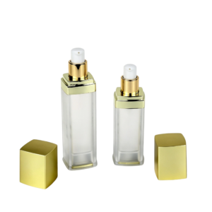 40ml 60ml Gold Square AS Cosmetic Bottle | Luxury Face Cream Dispenser