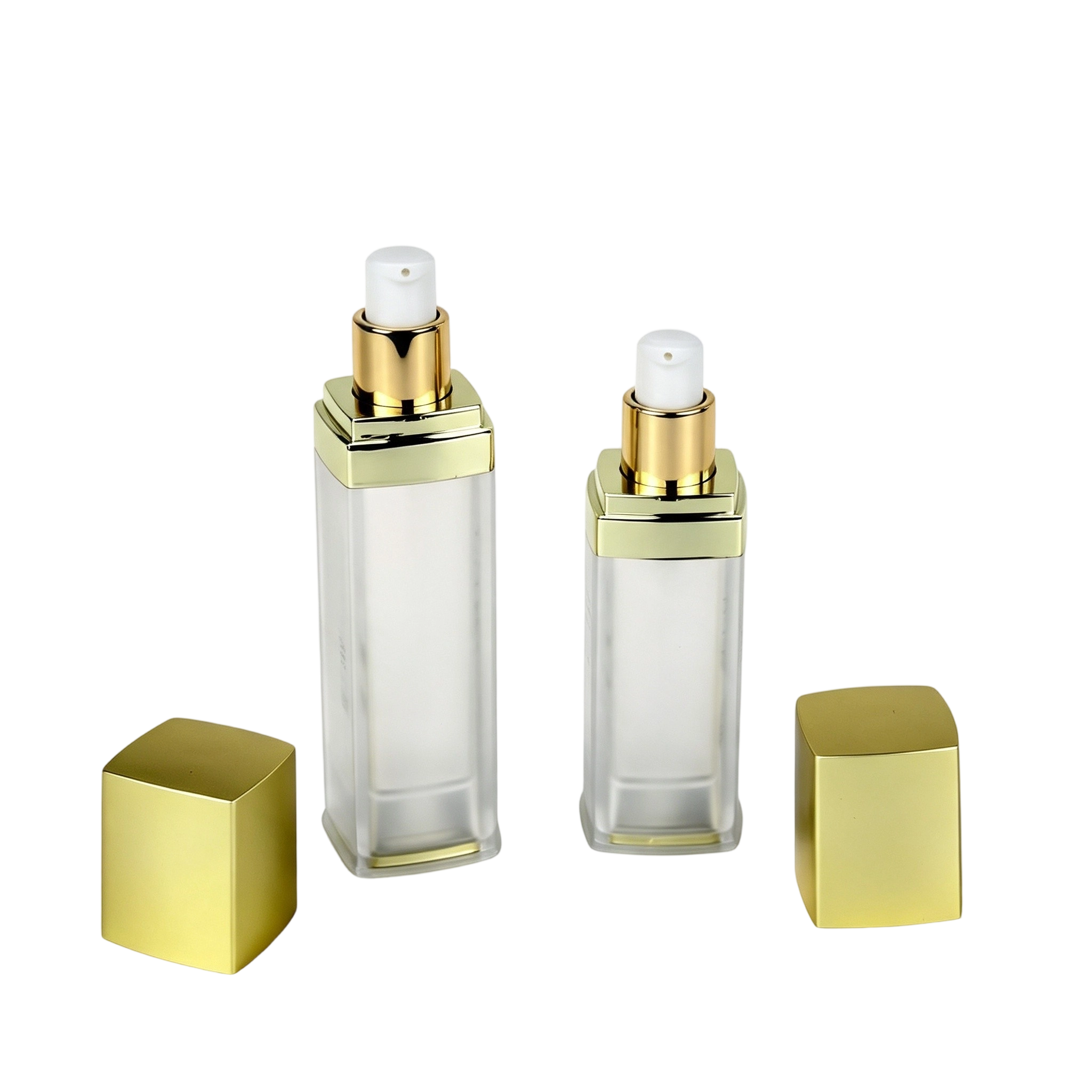 40ml 60ml Gold Square AS Cosmetic Bottle | Luxury Face Cream Dispenser