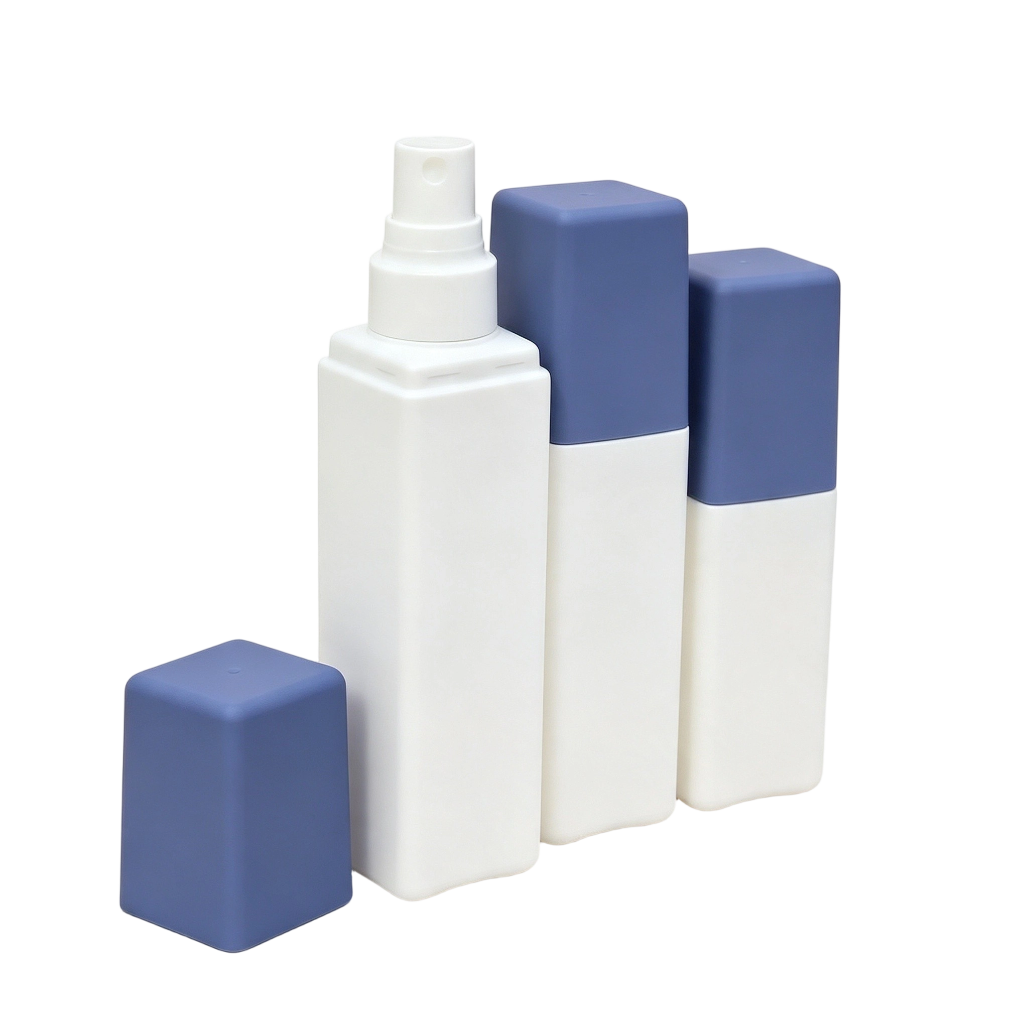 Modern Square PE Lotion Bottle (60ml-90ml) | Soft-Touch Travel Packaging